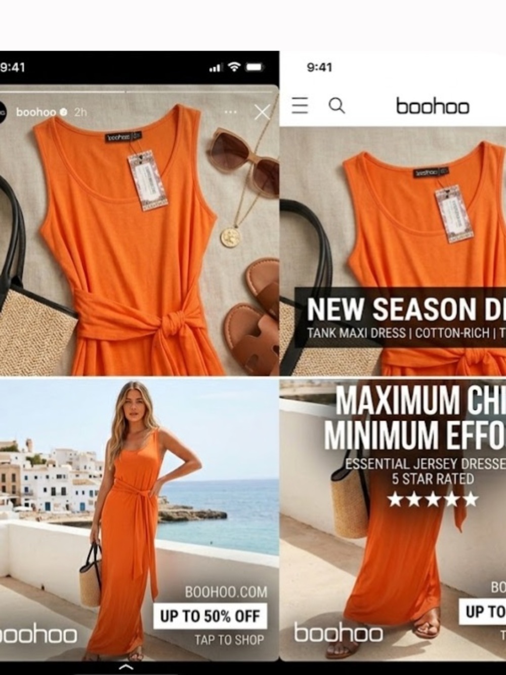 Boohoo Plus Bright Orange Tie-Waist Tank Maxi Dress NWT